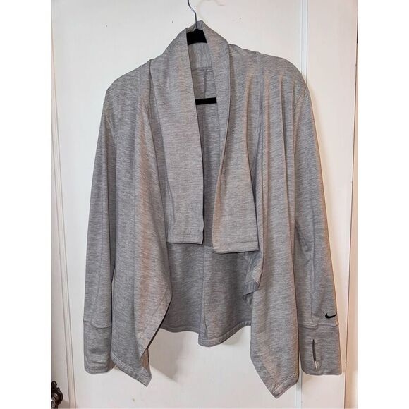 Nike Women's Small Long Sleeve Open Yoga Top Atmosphere Grey - Picture 1 of 5